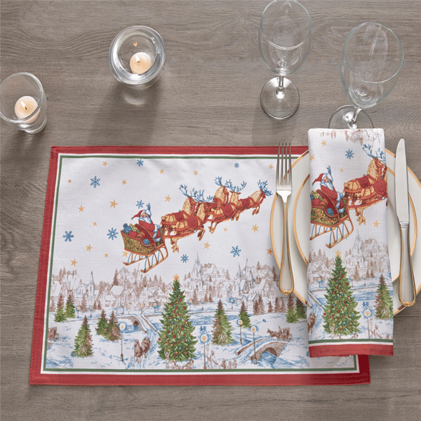 Threadmade Santa’s Snowy Sleighride Napkins - Set of 4