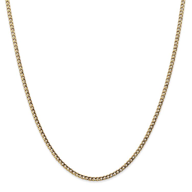 Unisex Gold Classics(tm) 2.5mm. 14k Semi Solid Curb Link Necklace