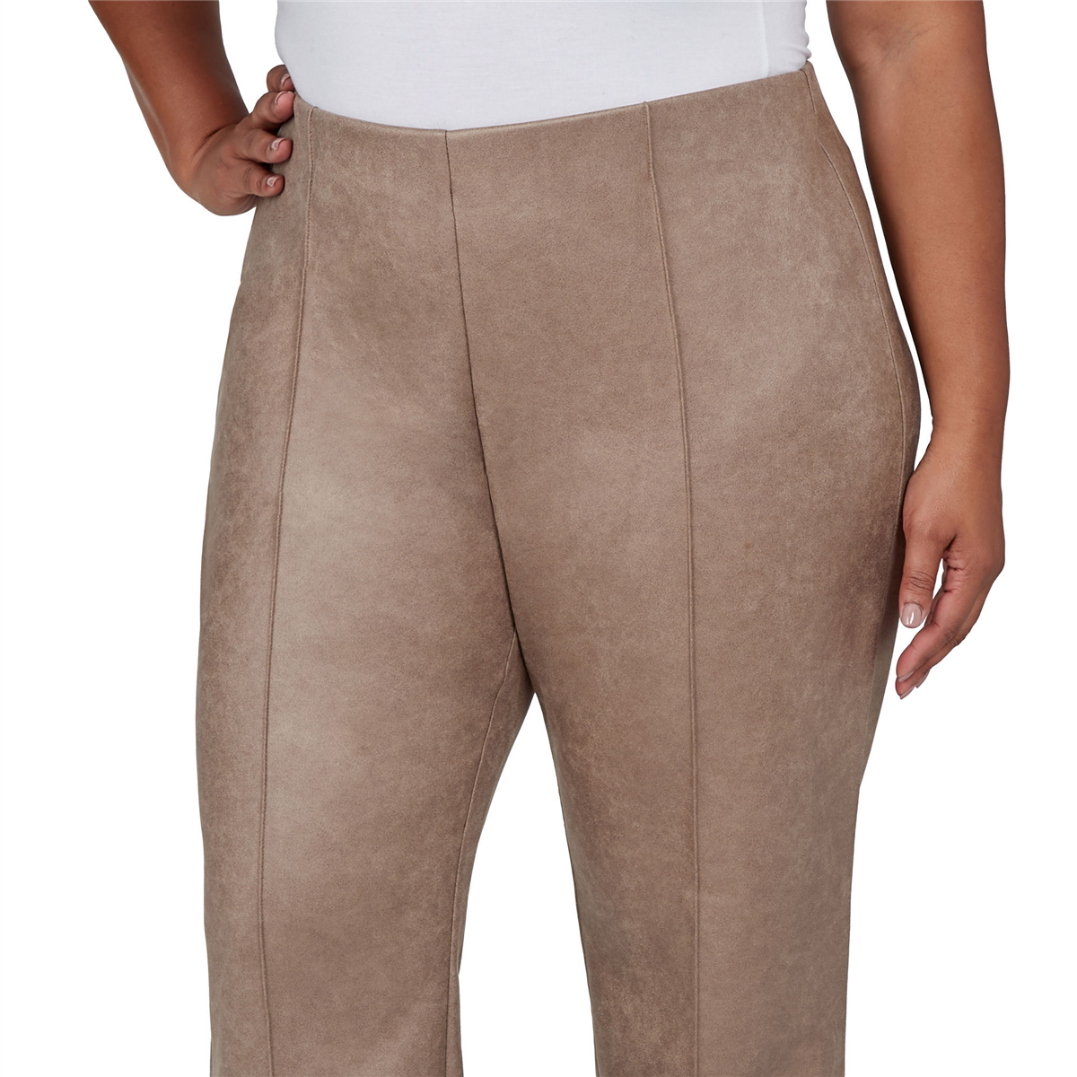 Plus Size Ruby Rd. Mythical Front Seam Suede Ponte Pull On Pants