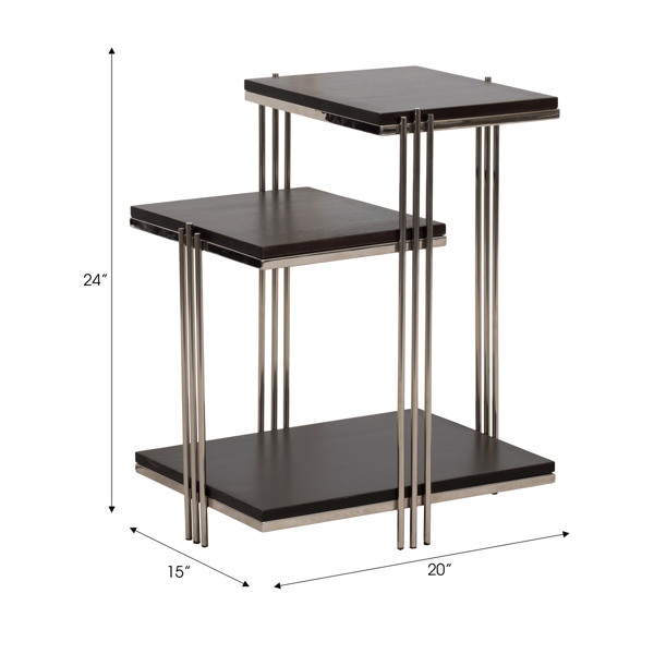 Sagebrook Home Metal & Mango Wood Three-Tier Accent Table