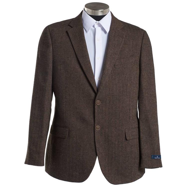 Mens Nautica Herringbone Faux Lambswool Sport Coat - Brown
