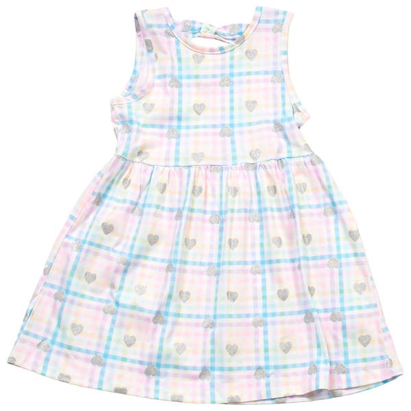 Girls (7-12) Freestyle Revolution Plaid Dress with Glitter Hearts