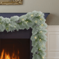 Puleo International 9ft. Pre-Lit Warm White Flocked Garland - image 3