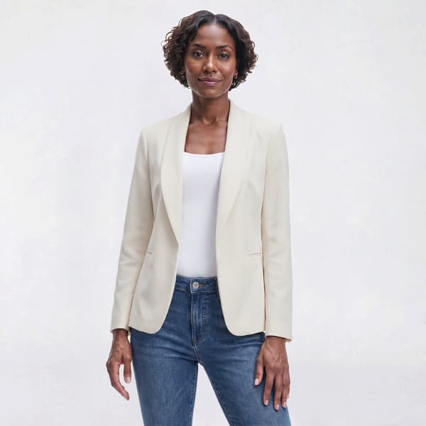 Petite Anne Klein Kissing Front Shawl Collared Blazer