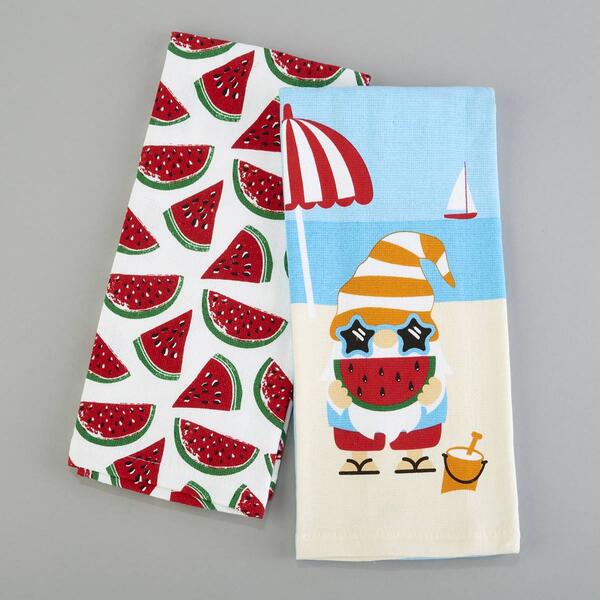 Summer Gnome Watermelon Kitchen Towels - Set of 2 - image 