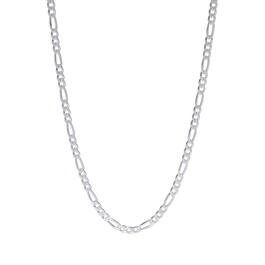 24in. Sterling Silver Pave Figaro Chain Necklace