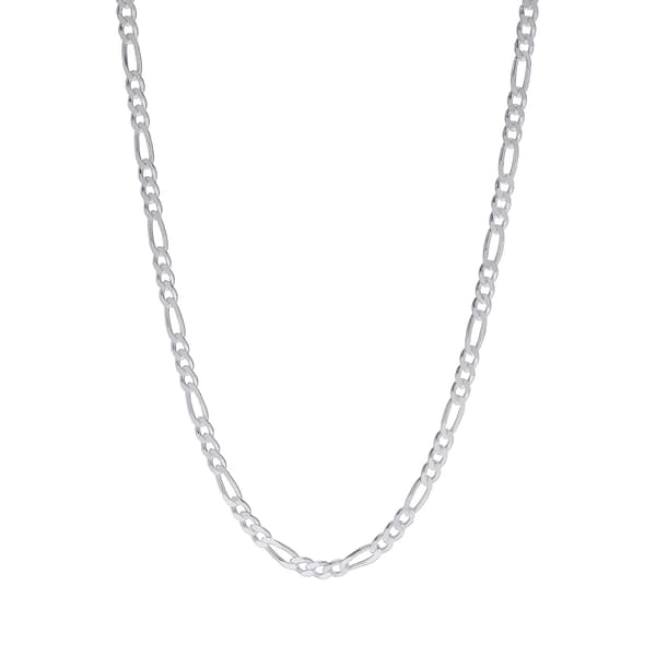 24in. Sterling Silver Pave Figaro Chain Necklace - image 