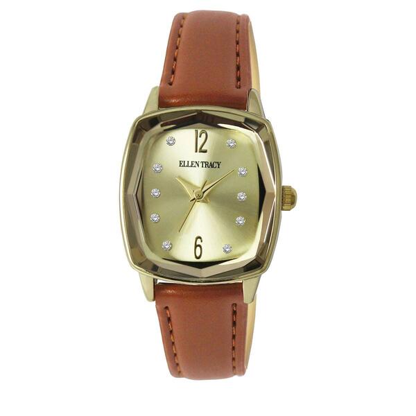 Womens Ellen Tracy Gold-Tone Rectangular Watch - ET5375GD - image 