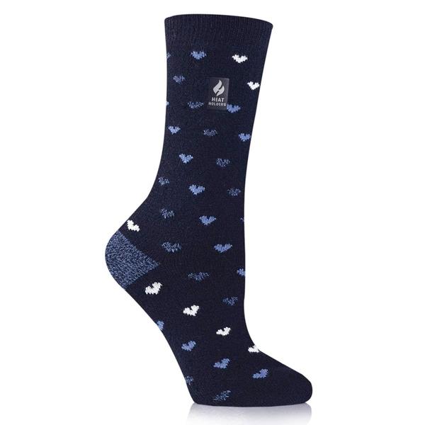 Womens Heat Holders(R) ULTRA LITE(tm) Orchid Hearts Crew Socks - image 
