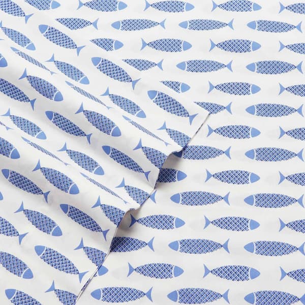 Nautica Woodblock Fish Sheet Set