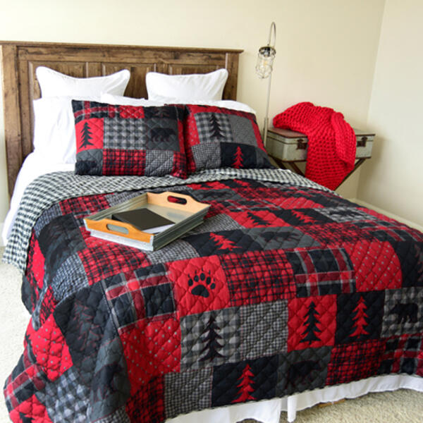 Your Lifestyle Red Forest Reversible Quilt Set - image 