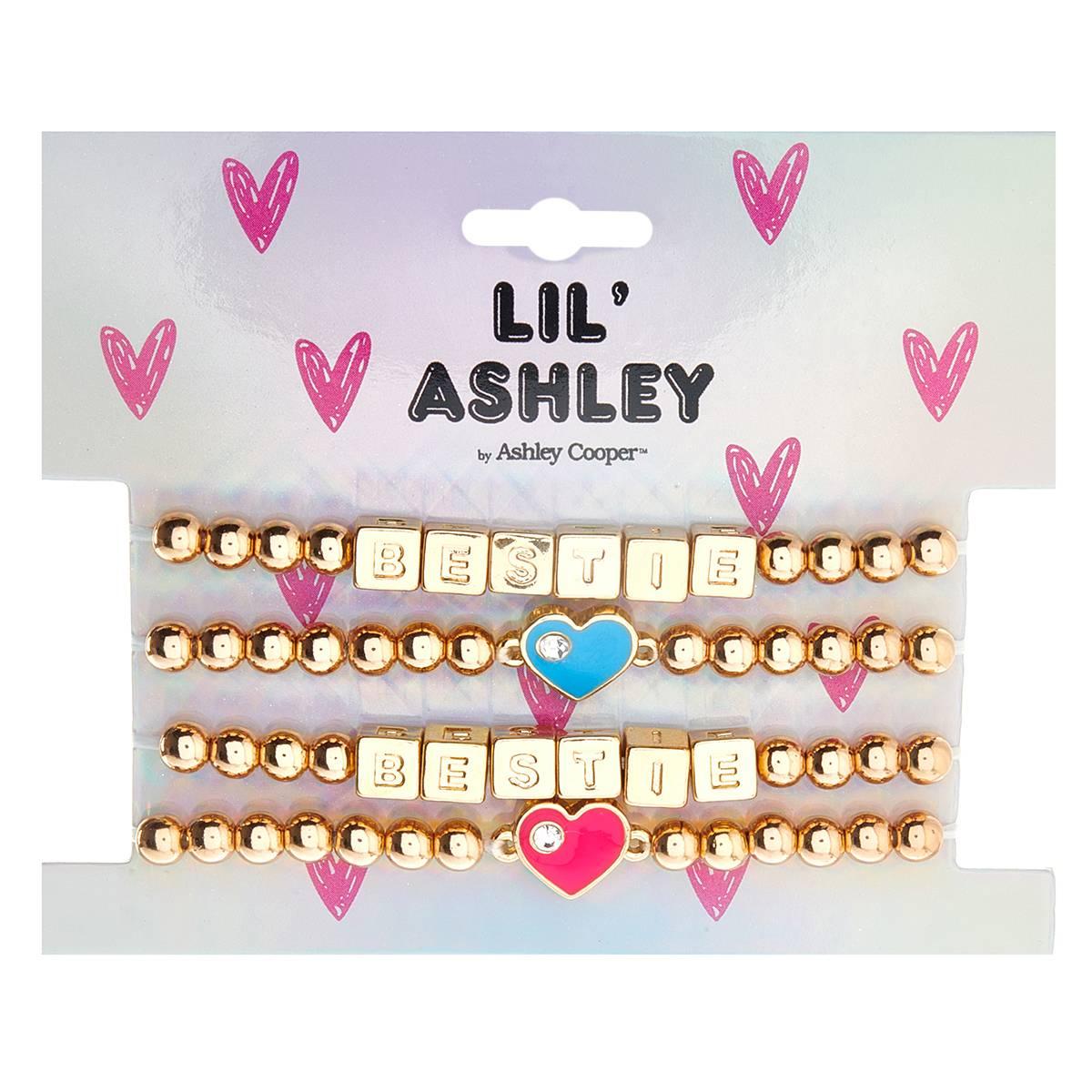 Kids Lil’ Ashley 4pc. Gold-Tone Bestie Bracelets w/ Heart Charms