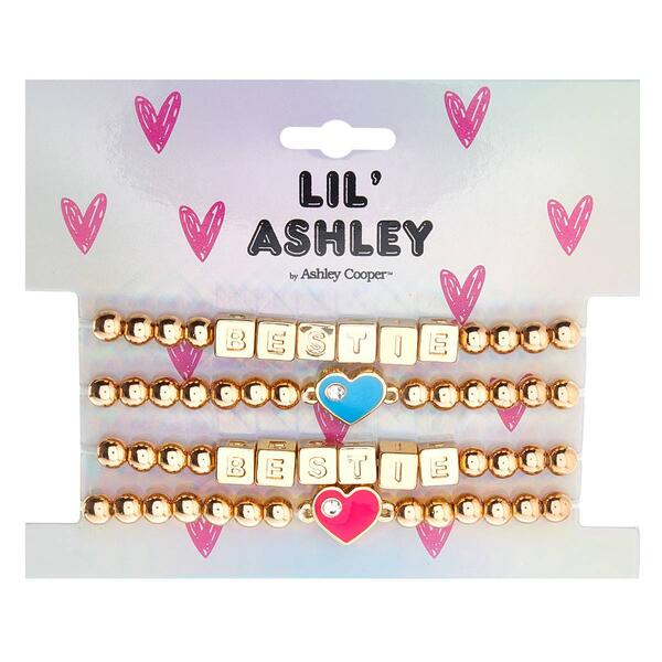 Kids Lil'' Ashley 4pc. Gold-Tone Bestie Bracelets w/ Heart Charms - image 