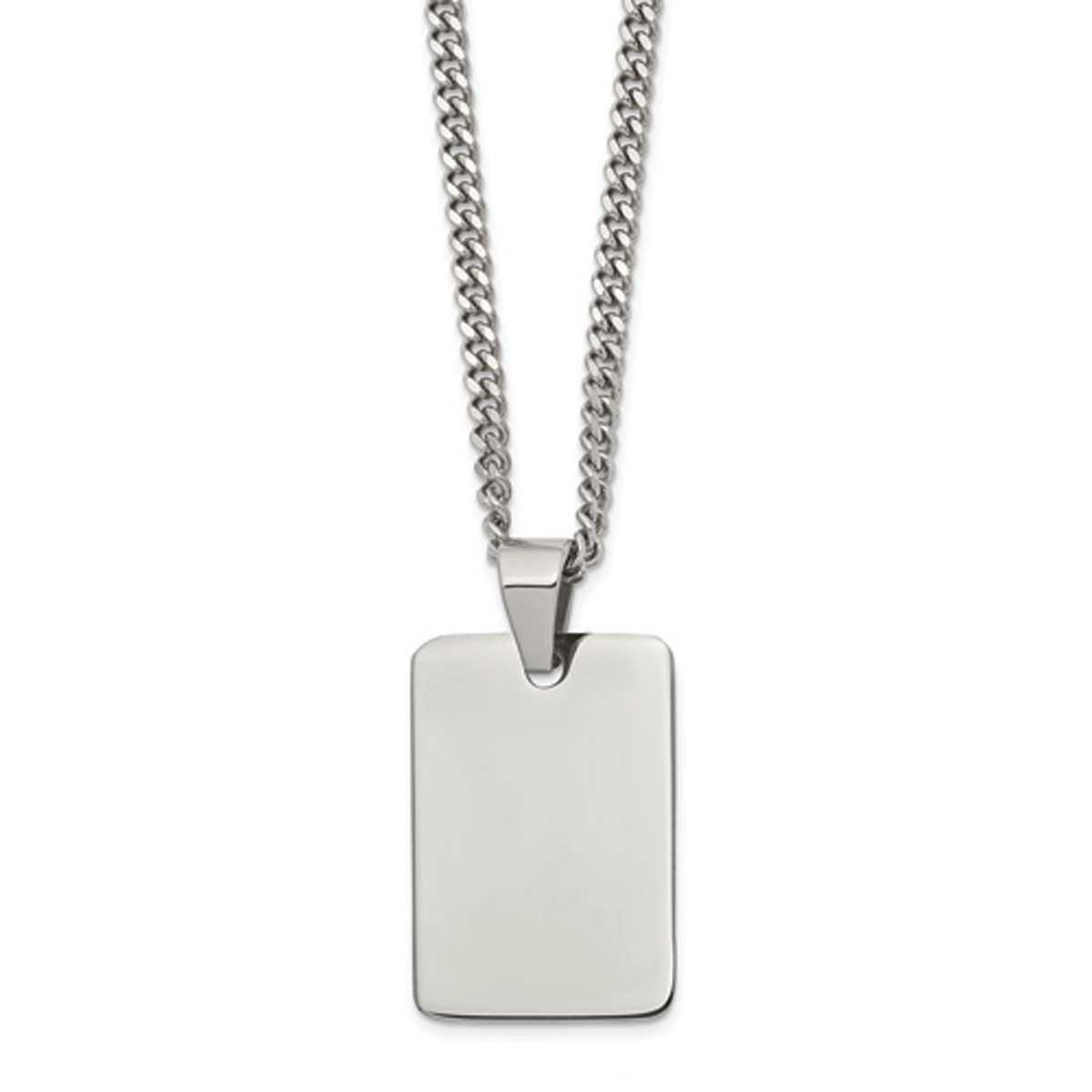Mens Gentlemen’s Classics™ Polished Steel Dog Tag...