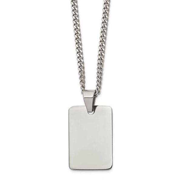 Mens Gentlemen's Classics&#40;tm&#41; Polished Steel Dog Tag Necklace - image 