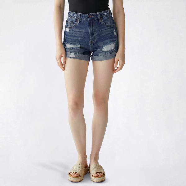 Juniors Madden Girl High Rise Destructed Raw Cuff Boho Shorts