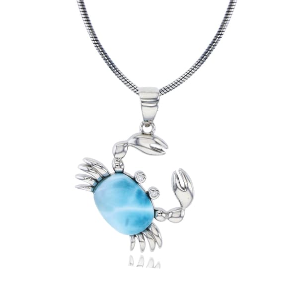 Gemstone Classics&#40;tm&#41; Silver & Larimar Crab Pendant Necklace - image 