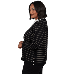 Plus Size Emaline Soiree Long Sleeve Two-in-One Stripe Sweater