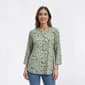 Womens Napa Valley 3/4 Sleeve Vine Floral Pleat Henley Blouse - image 1