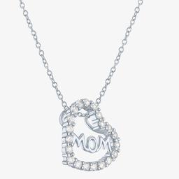 Gemstone Classics™ Lab Created White Sapphire Mom Heart Pendant
