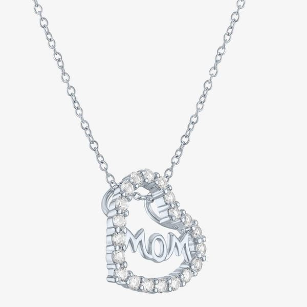 Gemstone Classics™ Lab Created White Sapphire Mom Heart Pendant
