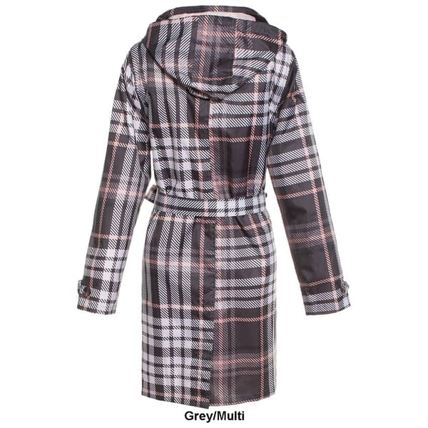 Womens Capelli New York Plaid Mid-Length Trench Coat