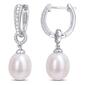 Gemstone Classics&#40;tm&#41; Pearl & Diamond Drop Hoop Earrings - image 1