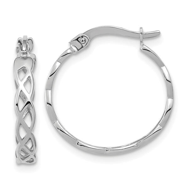 Gold Classics&#40;tm&#41; 14kt. White Gold Filigree Hoop Earrings - image 