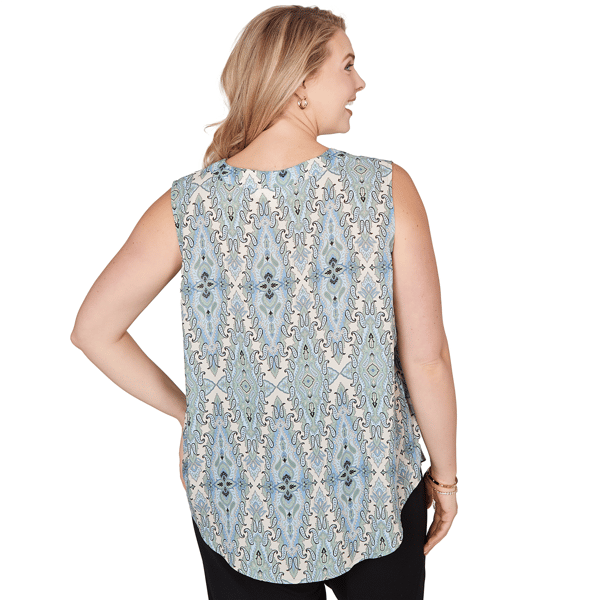 Plus Size Emaline Seabreeze Essence Sleeveless Paisley Blouse