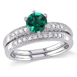 Gemstone Classics&#40;tm&#41; 10kt. White Gold 1ct. Lab Created Emerald Ring