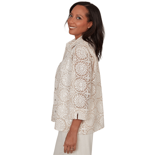 Womens Alfred Dunner Natural Wonder Sequin Two In One Blouse