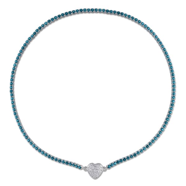 Sophia B Blue Topaz & Created White Sapphire Collar Necklace