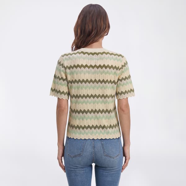 Womens Adrianna Papell Short Sleeve Chevron Stripe Sweater