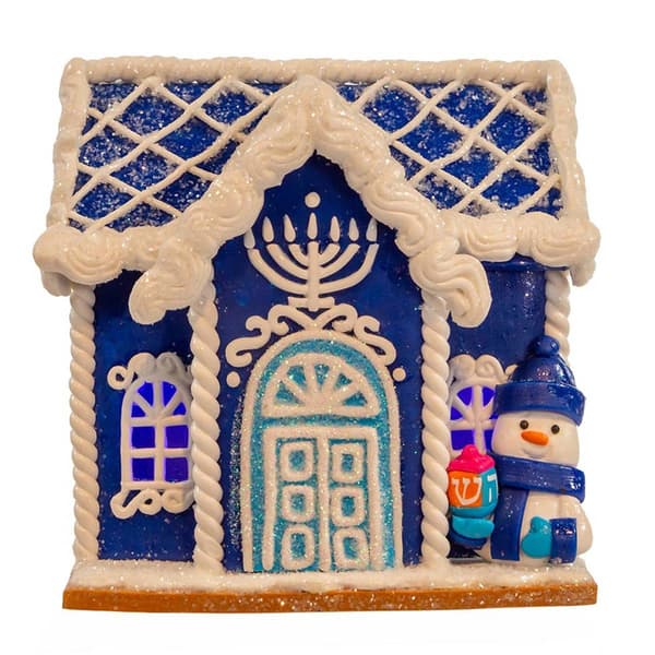 Kurt Adler 4in. Clay Dough Hanukkah LED House Table Piece