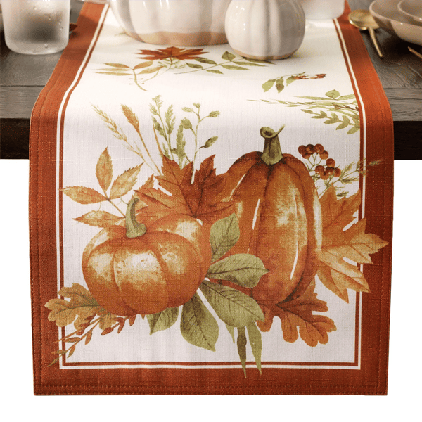 Threadmade Autumn Pumpkin Grove Fall Table Runner