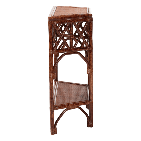 bali & pari Gaspar Marbled Tortoise Natural Rattan Console Table