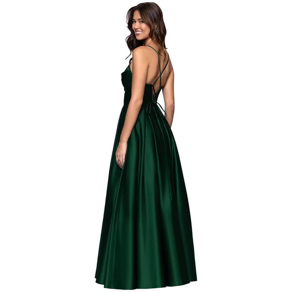Juniors Blondie Nites Drape Neck Lamour Satin A-Line Dress