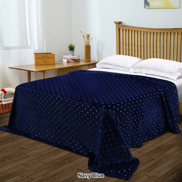 Superior Metallic Polka Dot Ultra-Plush Fleece Blanket