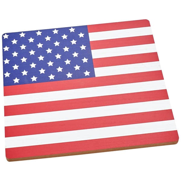 Home Essentials 14in Square American Flag Wood Lazy Susan - image 