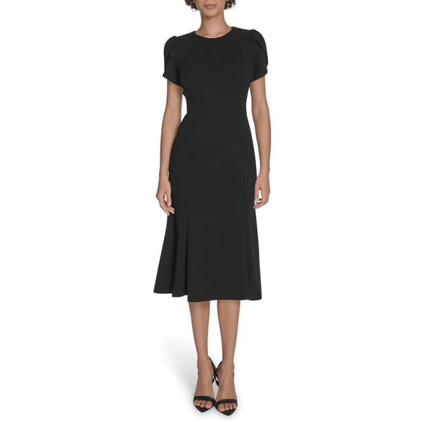 Womens Calvin Klein Short Sleeve Tulip Sleeve Crepe Midi Dress - image 