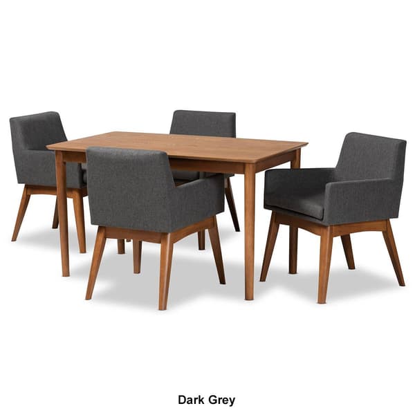 Baxton Studio Dorina Mid-Century Modern Fabric 5-Piece Dining Set