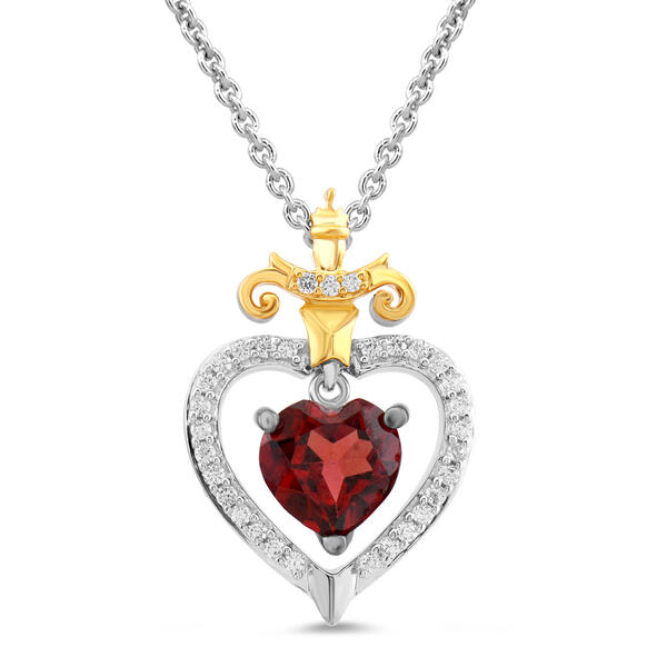Sterling Silver & Yellow Gold Evil Queen Garnet Pendant - image 