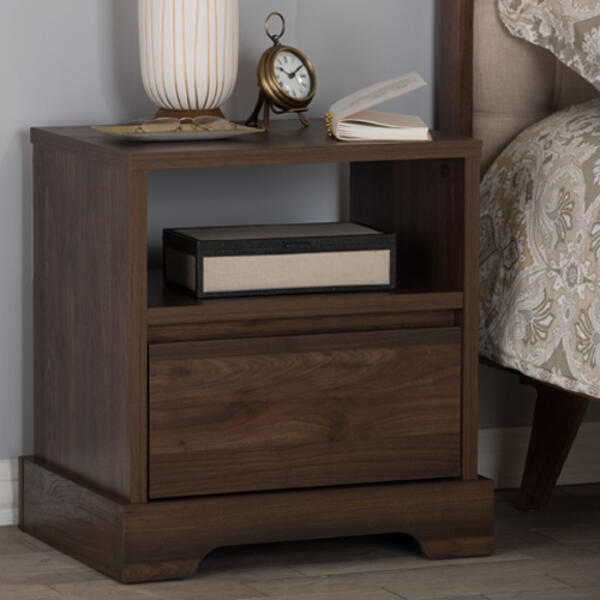 Baxton Studio Burnwood 1 Drawer Nightstand - image 