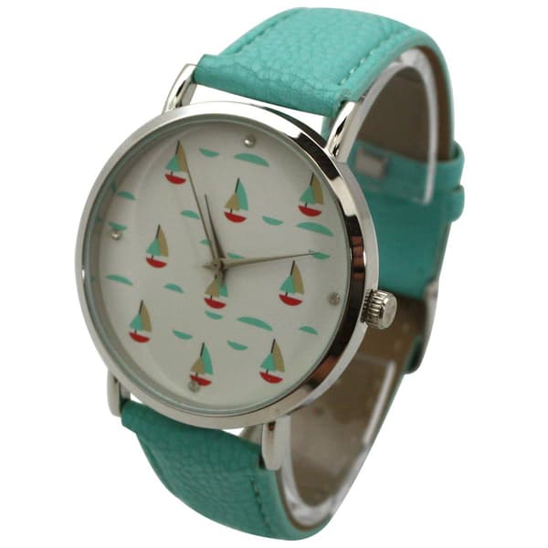 Womens Olivia Pratt™ Leather Sailing Boats Dial Watch - 5148844