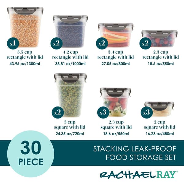 Rachael Ray 30pc. Leak-Proof Stacking Food Storage Container Set