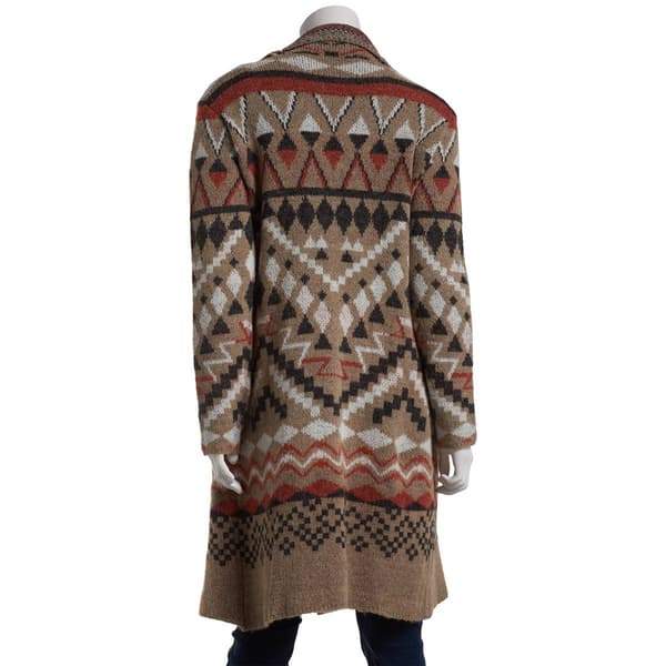 Plus Size Joseph A. Long Sleeve Tribal Fair Isle Coatigan
