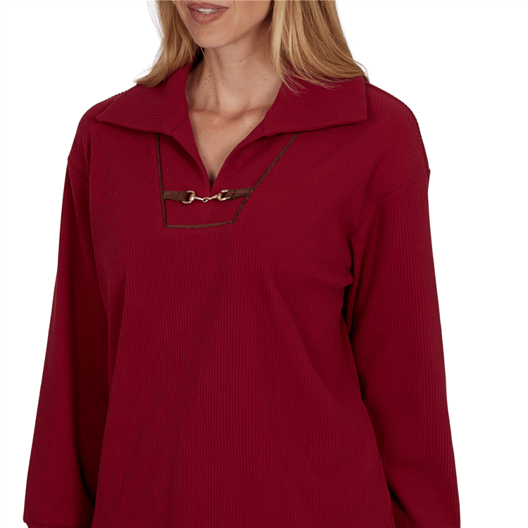 Petite Ruby Rd. English Countryside Solid Rib Knit Sweater