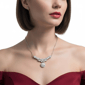 Saffron 3ctw. Moissanite Diamond Floral Drop Necklace - image 2