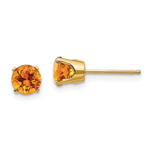 Gemstone Classics&#40;tm&#41; Yellow Gold 5mm. Citrine Stud Earrings - image 