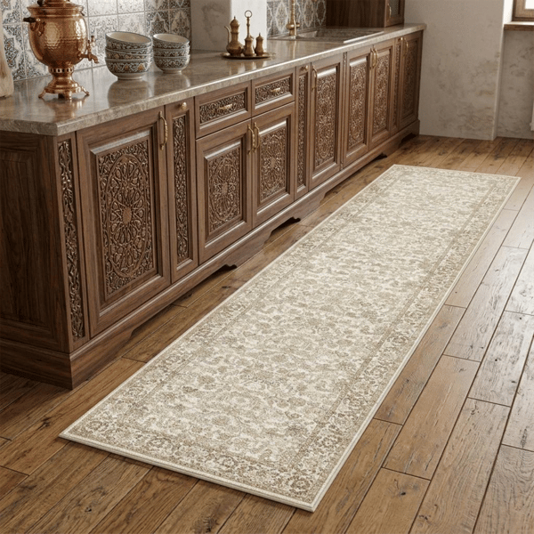 HomeRoots Brown & Ivory Floral Medallion Distressed Runner Rug - image 